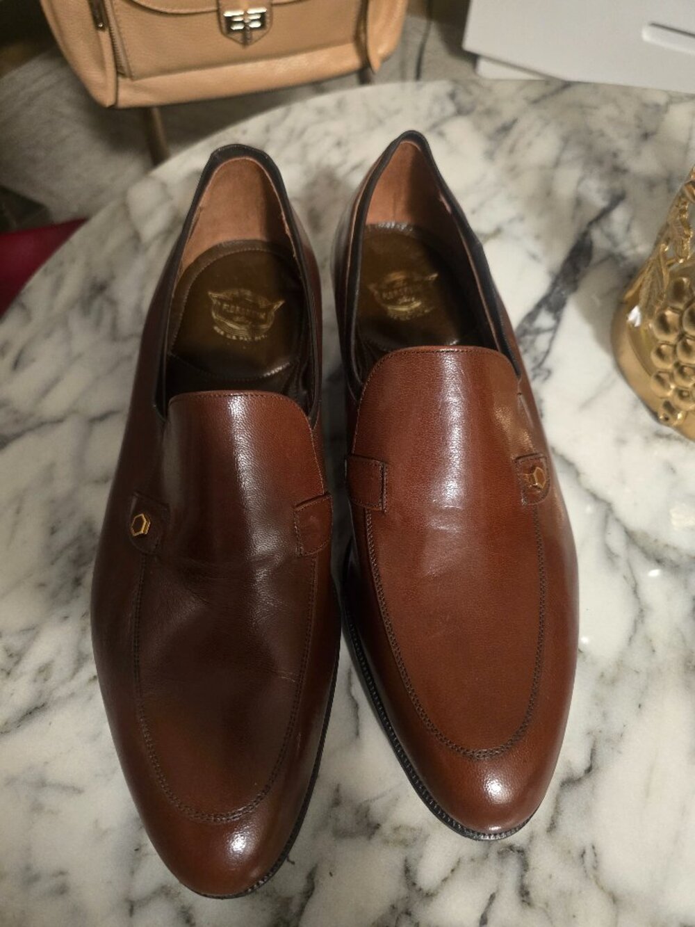 Classic Florsheim vintage men’s dress shoes in a rich brown/cognac leather